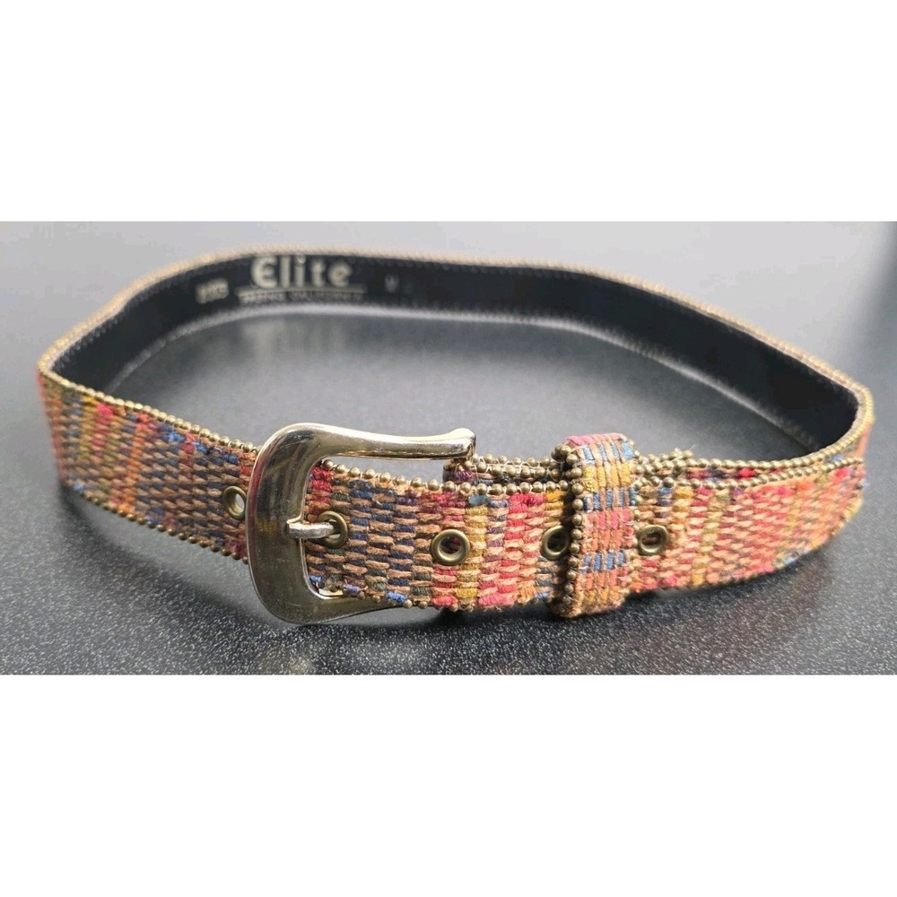 Vintage 2003 Elite Fresno CA Woven Belt Gold Toned Hardware Western Boho Retro